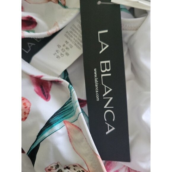 La BLANCA Women's White Printed Stretch Ruched Sides. Size 2. New With Tags $59 - Picture 5 of 6